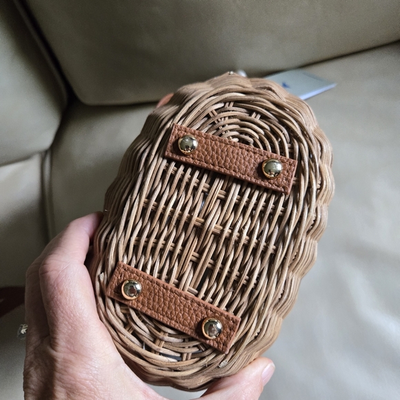 New Tommy Bahama Bag Rattan Brown Tan Crossbody Strap Handbag Purse Convertible - Picture 5 of 15